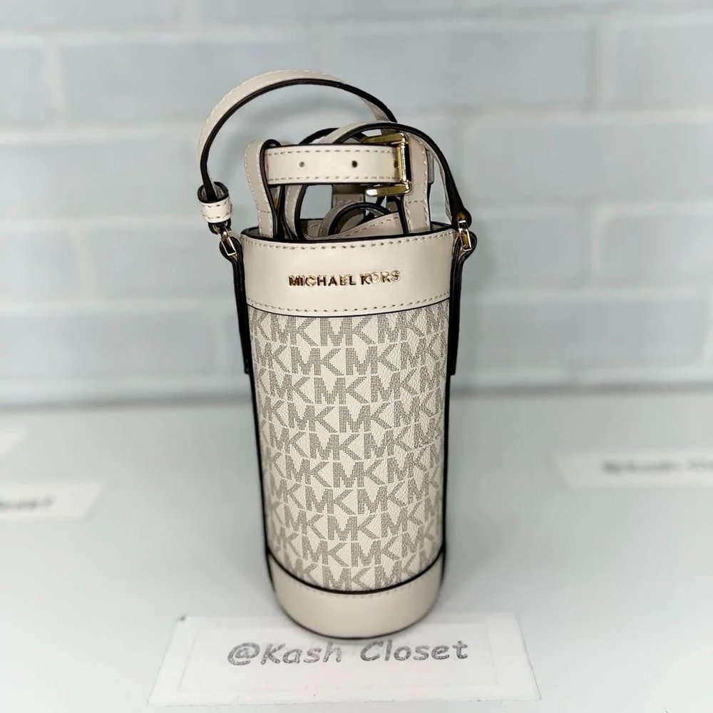 Michael Kors water bottle holder crossbody bag Light cream multi